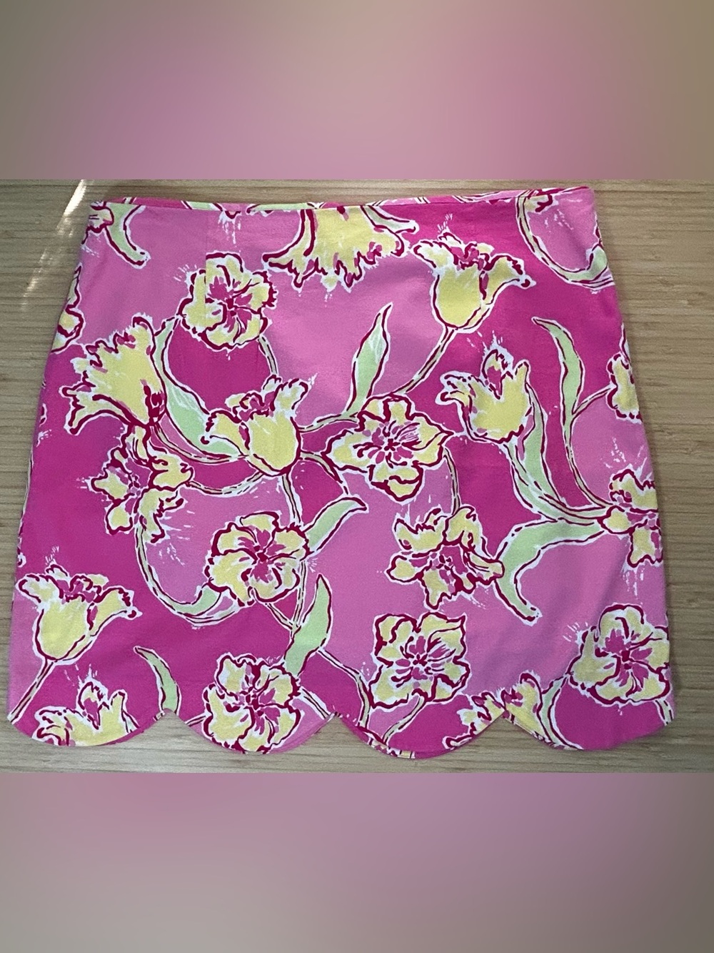 NWT Lilly Pulitzer Lynnie Scallop Hem in Mini Skirt Hotty Pink Day Lilly, sz 14